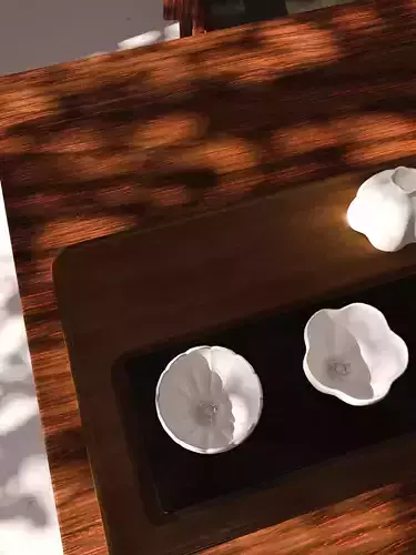 Lotus teacup teapot tea tray 3D model