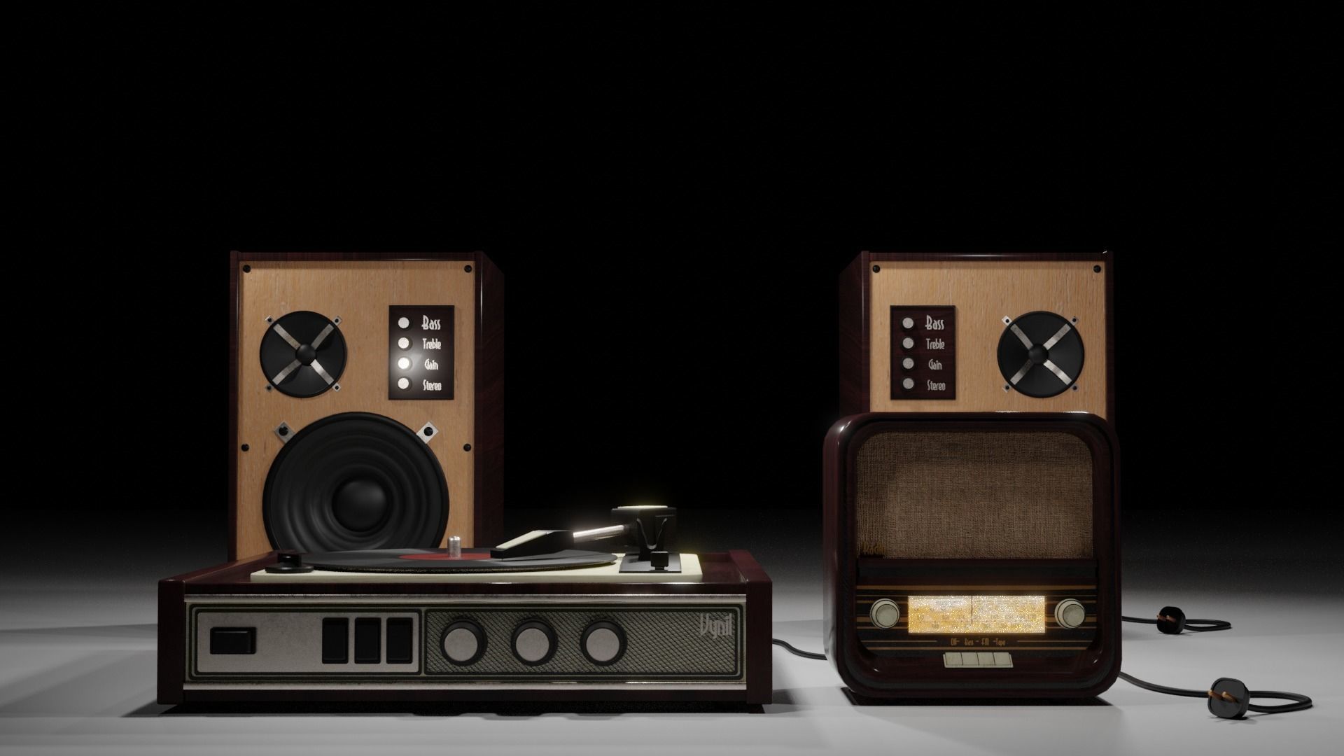 Vintage Audio Model Pack Low-poly 3D model_1