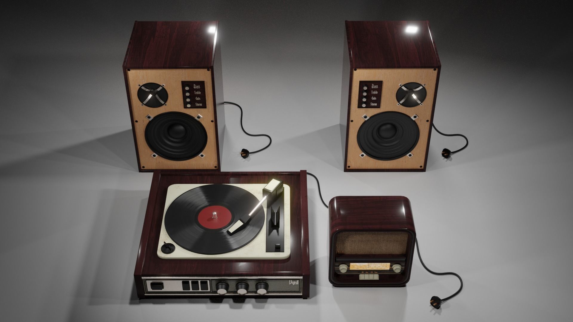 Vintage Audio Model Pack Low-poly 3D model_2