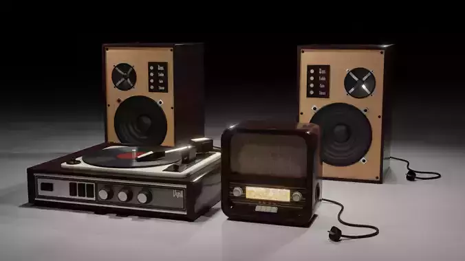 Vintage Audio Model Pack Low-poly 3D model