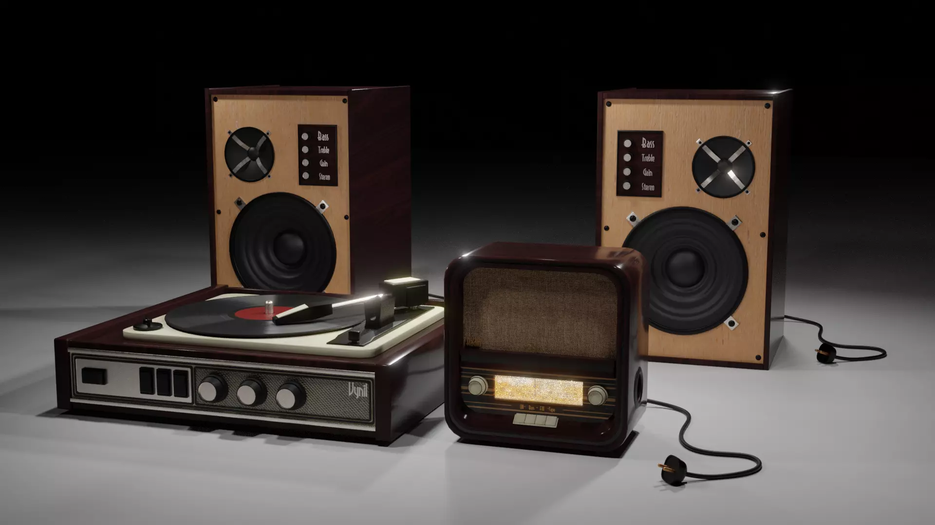 Vintage Audio Model Pack Low-poly 3D model_0
