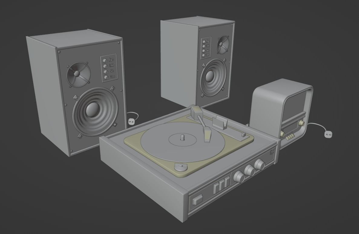 Vintage Audio Model Pack Low-poly 3D model_5