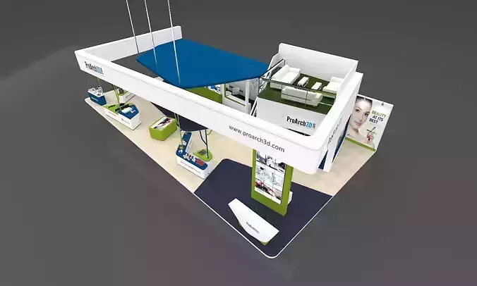Exhibition stall 20 mtr x 10 mtr 3 sides open 3D max model