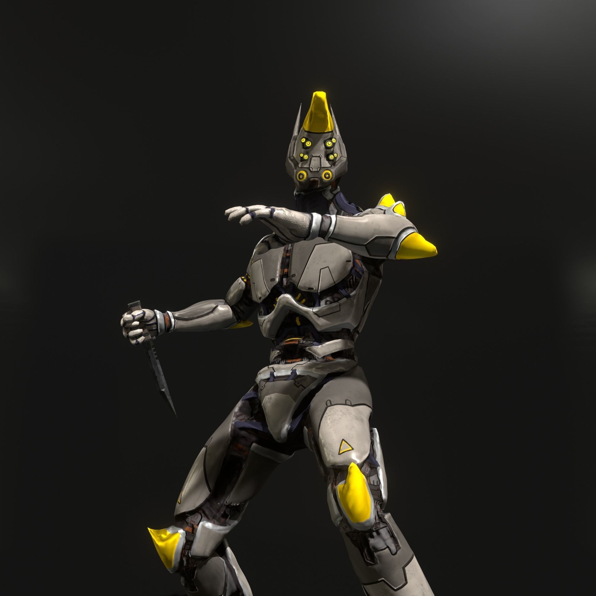 Sci-fi robot Free low-poly 3D model_3