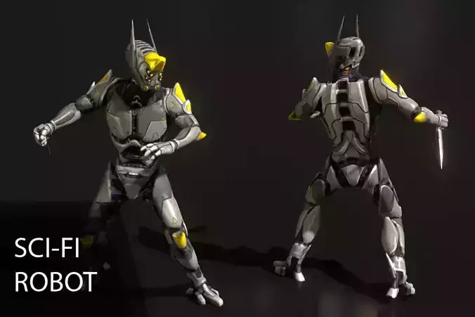 Sci-fi robot Free low-poly 3D model