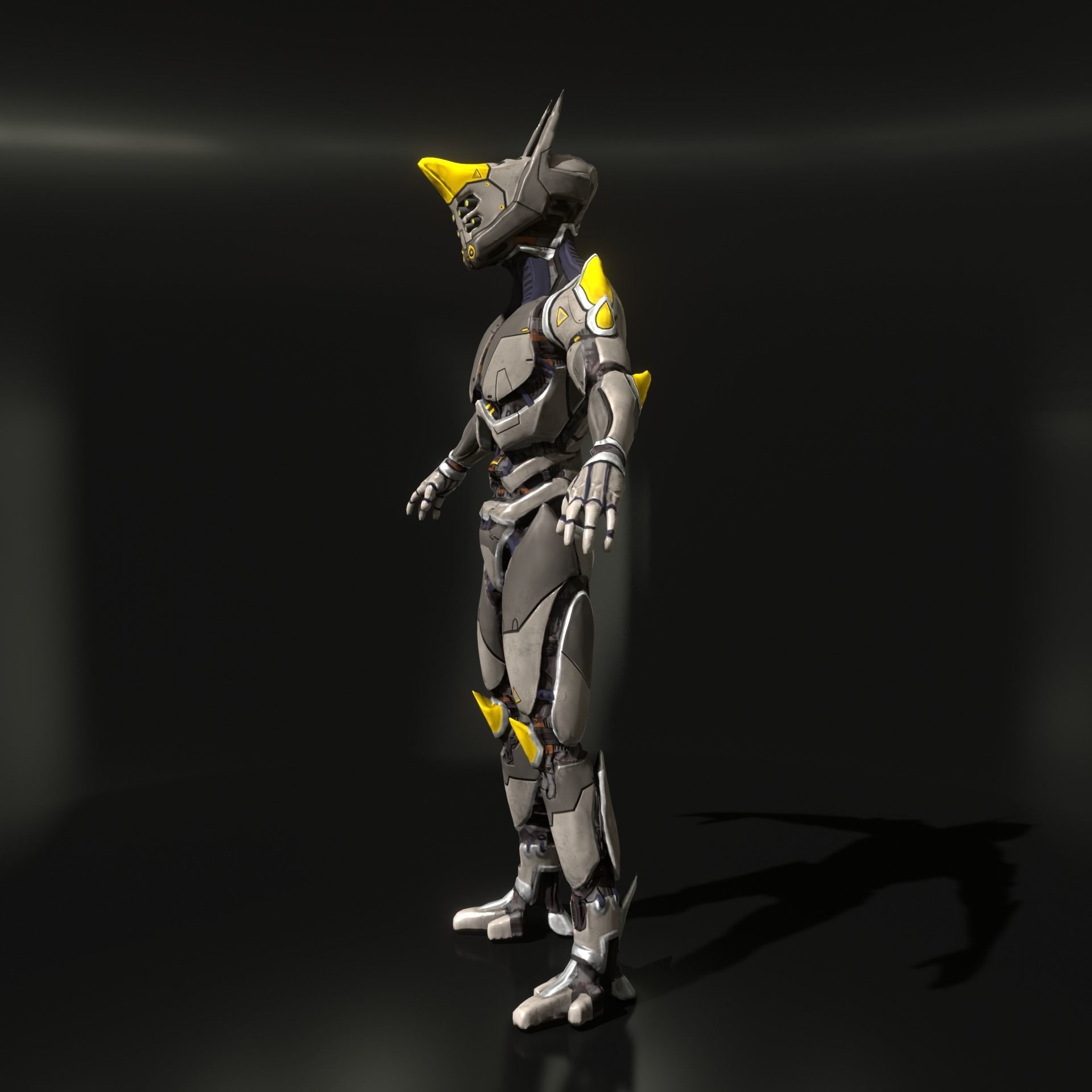 Sci-fi robot Free low-poly 3D model_9