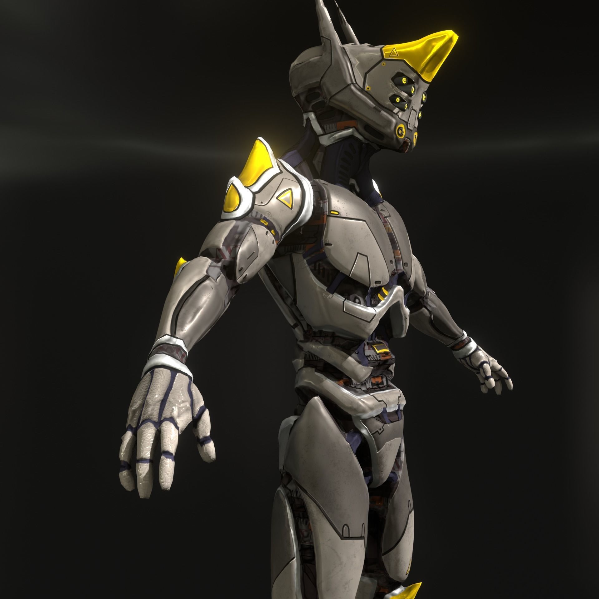 Sci-fi robot Free low-poly 3D model_13