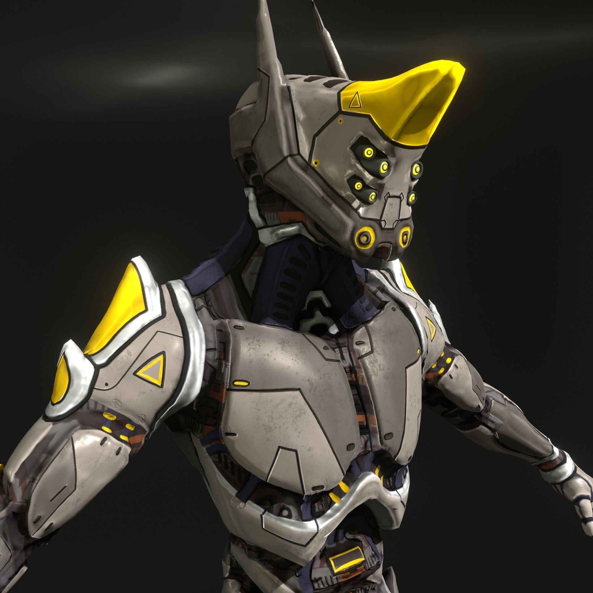 Sci-fi robot Free low-poly 3D model_11