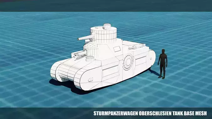 Sturmpanzerwagen Oberschlesien Tank Base Mesh Low-poly 3D model