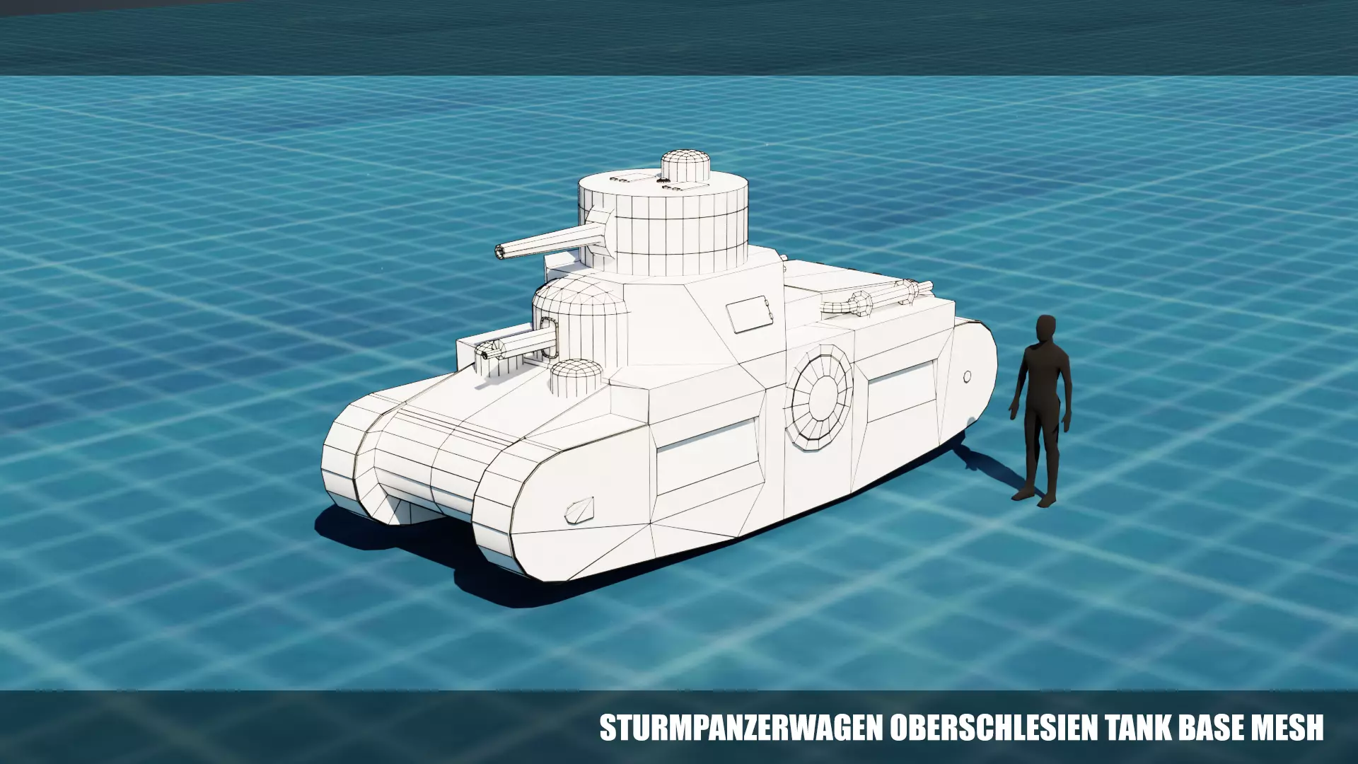 Sturmpanzerwagen Oberschlesien Tank Base Mesh Low-poly 3D model_0