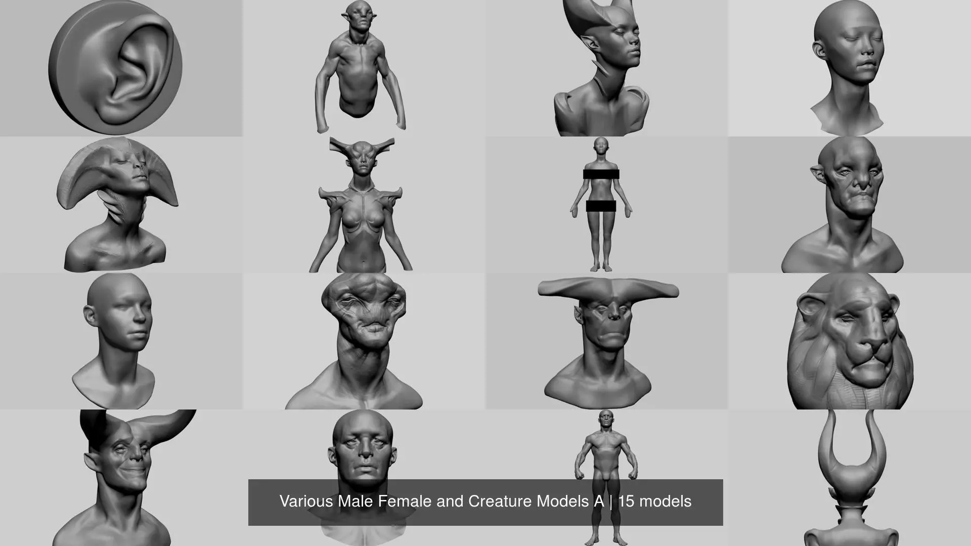 Various Male Female and Creature Models A 3D Model Collection_0