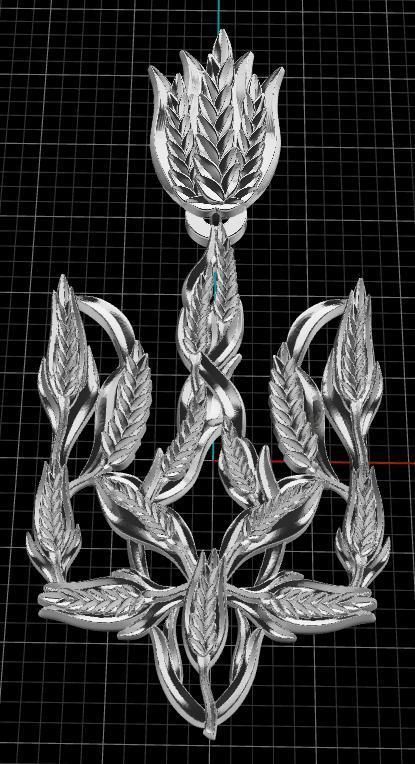 Trident tulip brooch 3D print model_9