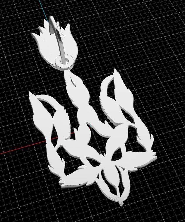 Trident tulip brooch 3D print model_10