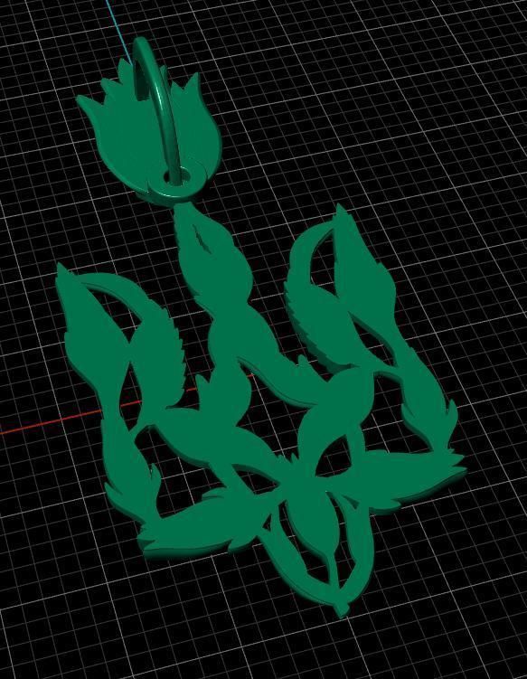 Trident tulip brooch 3D print model_14