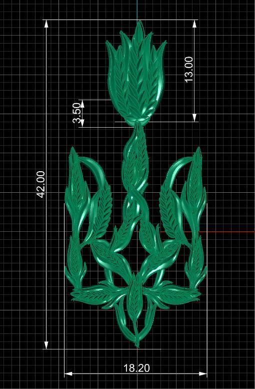 Trident tulip brooch 3D print model_15