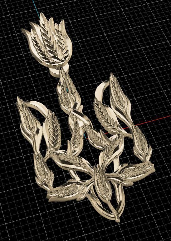 Trident tulip brooch 3D print model_5