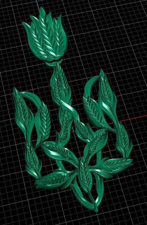 Trident tulip brooch 3D print model_11