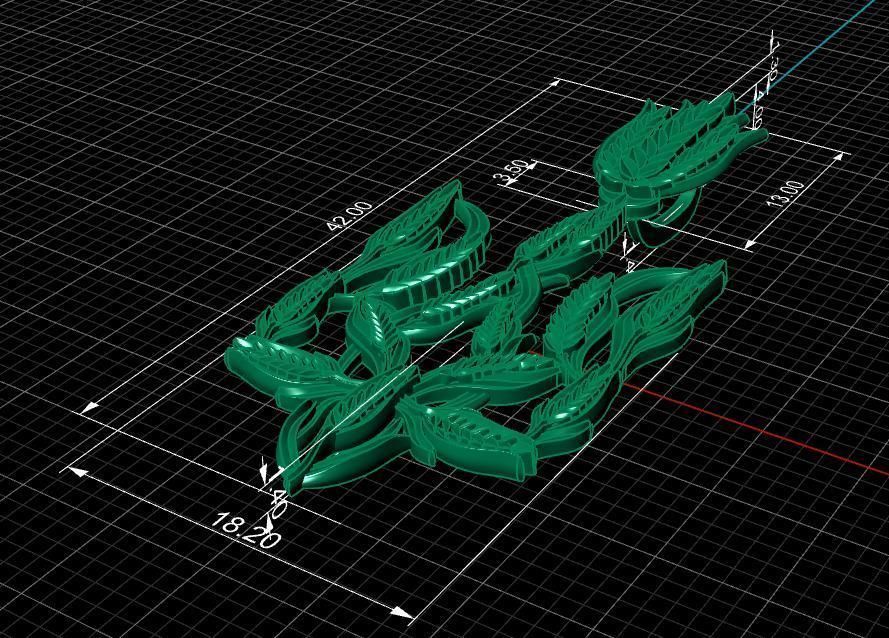 Trident tulip brooch 3D print model_17