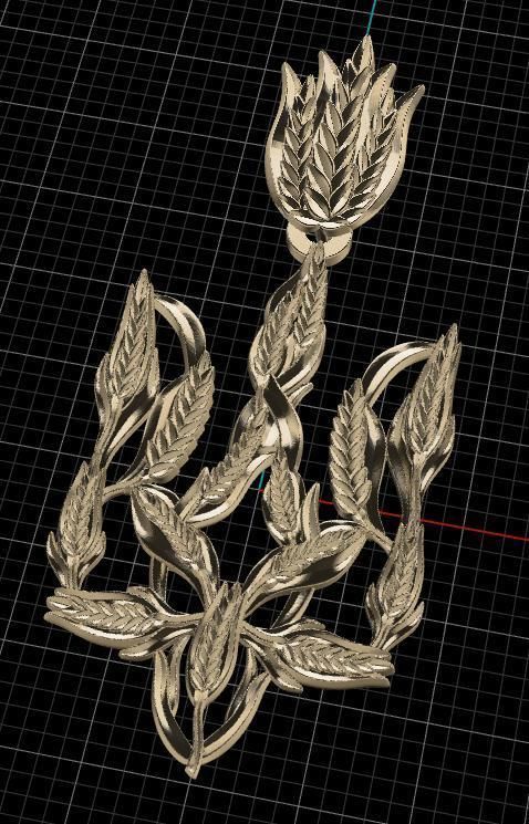 Trident tulip brooch 3D print model_4