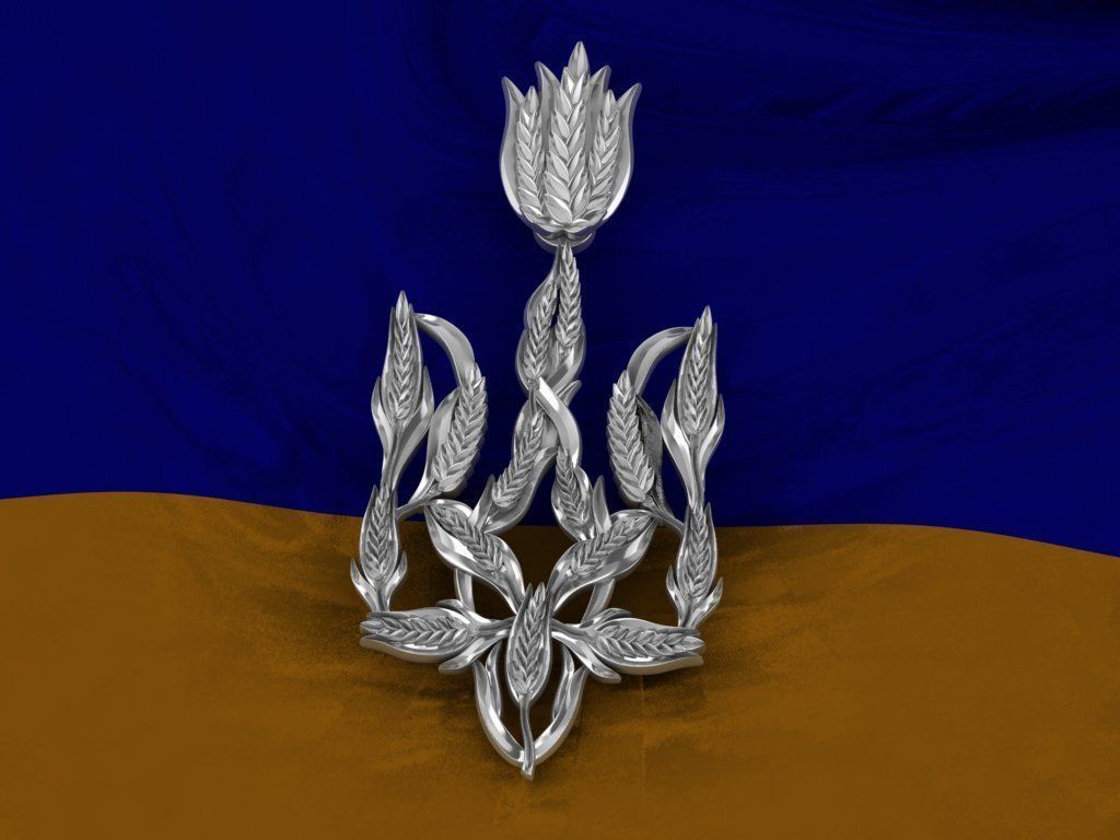 Trident tulip brooch 3D print model_1