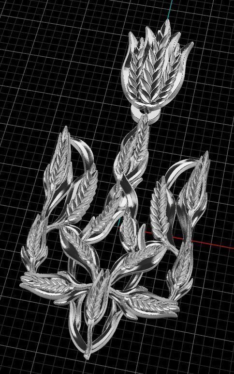 Trident tulip brooch 3D print model_7