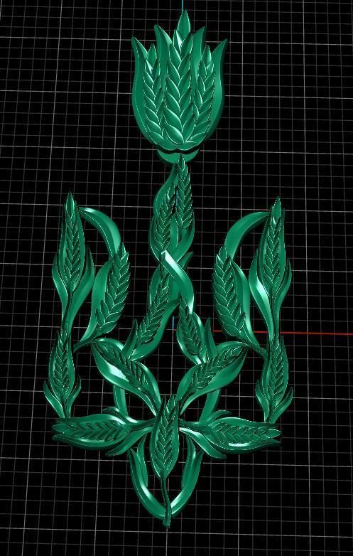 Trident tulip brooch 3D print model_12
