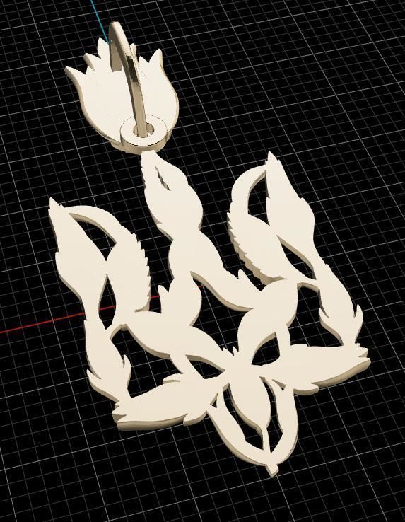 Trident tulip brooch 3D print model_6