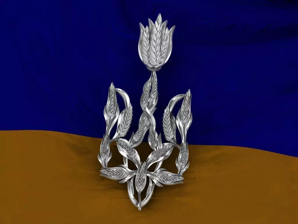 Trident tulip brooch 3D print model_0