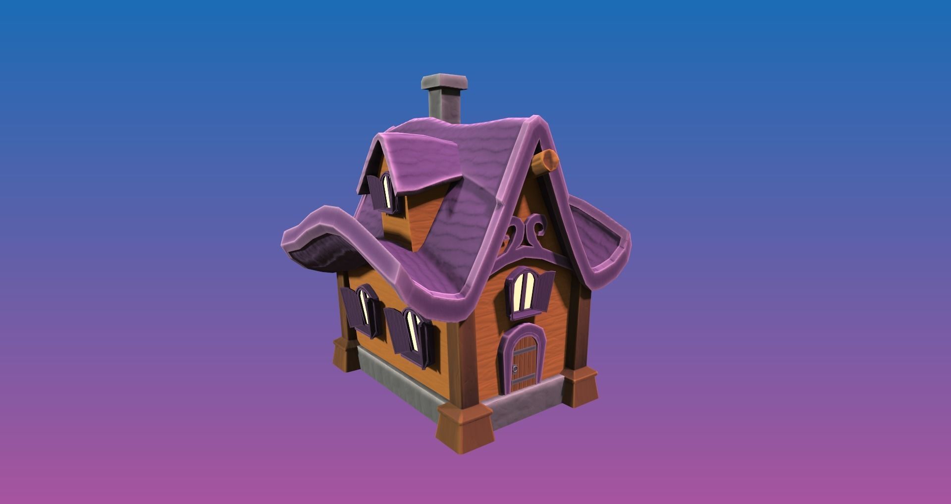 Fantasy Cabin 3D Game asset Low-poly 3D model_4