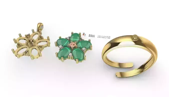 fiori con cabochon 3D print model