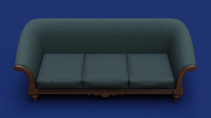 Luxury Classic 3 Seats Sofa 3D model 3
