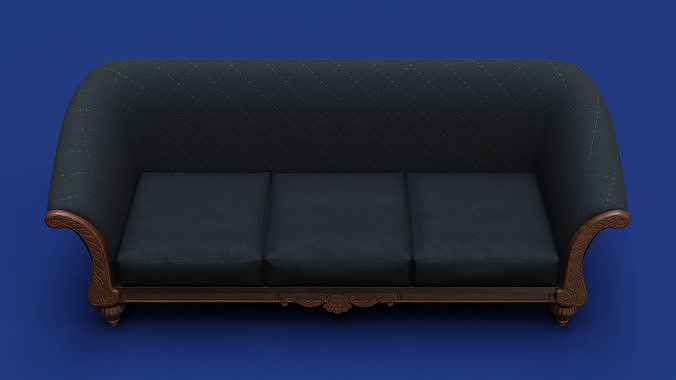 Luxury Classic 3 Seats Sofa 3D model 5