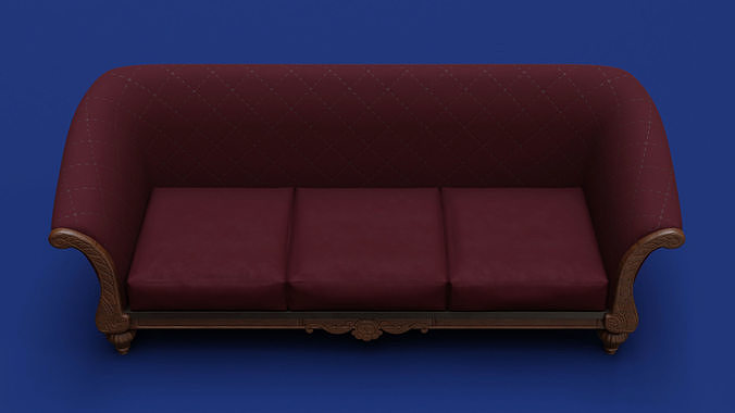 Luxury Classic 3 Seats Sofa 3D model 7