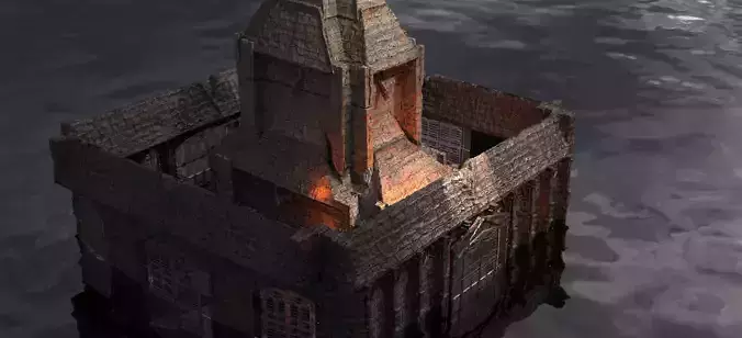 Lizard Town Hall Walls Kitbash 3