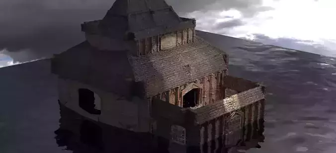 Lizard Town Hall Walls Kitbash 4 3D model