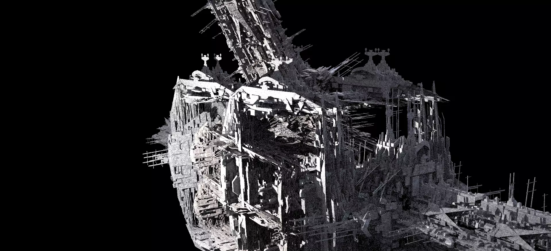 Mega Sci-Fi city Space station Kitbash 6 3D model_0