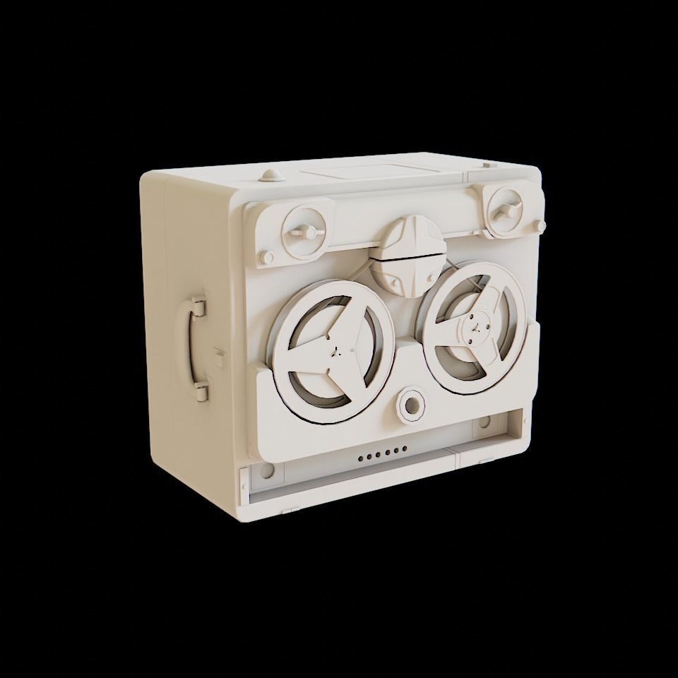 Vintage Tape Recorder Low-poly 3D model_4