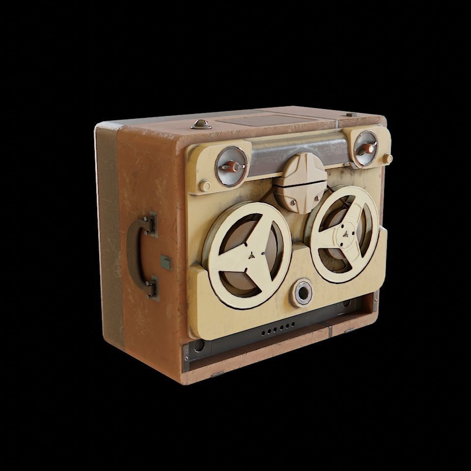 Vintage Tape Recorder Low-poly 3D model_1