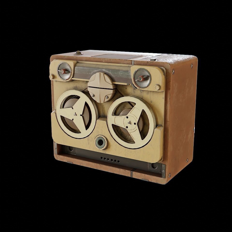 Vintage Tape Recorder Low-poly 3D model_2