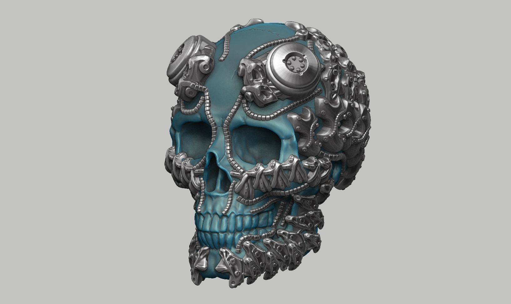 skull robot head a43 3D print model_7