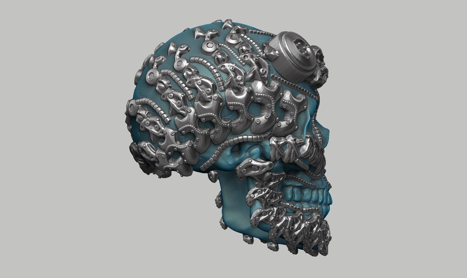 skull robot head a43 3D print model_3