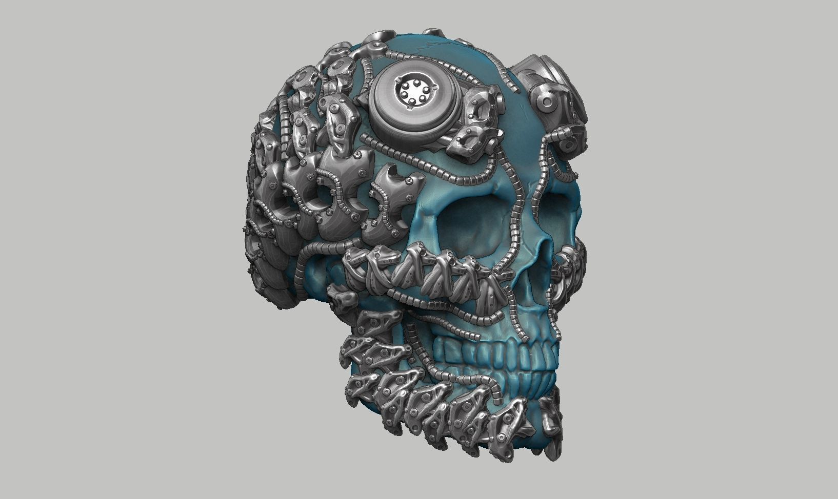 skull robot head a43 3D print model_1