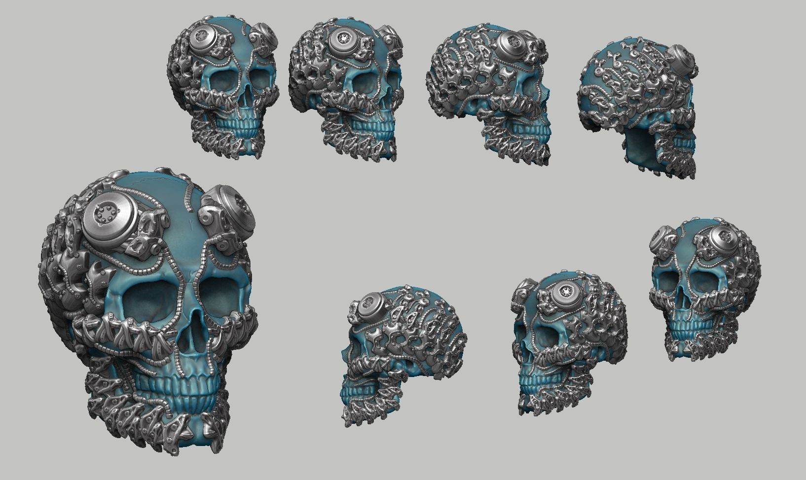 skull robot head a43 3D print model_8