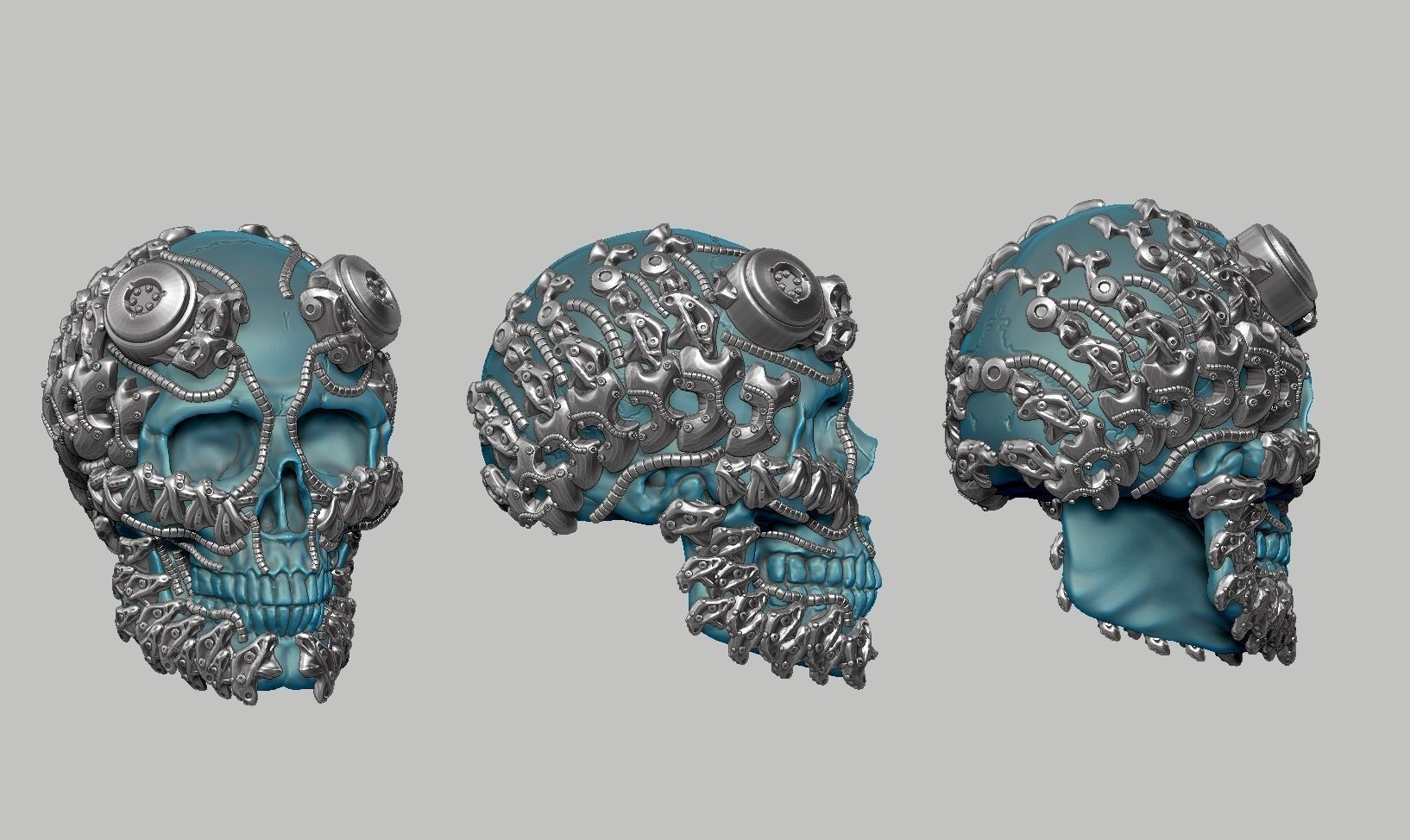 skull robot head a43 3D print model_9