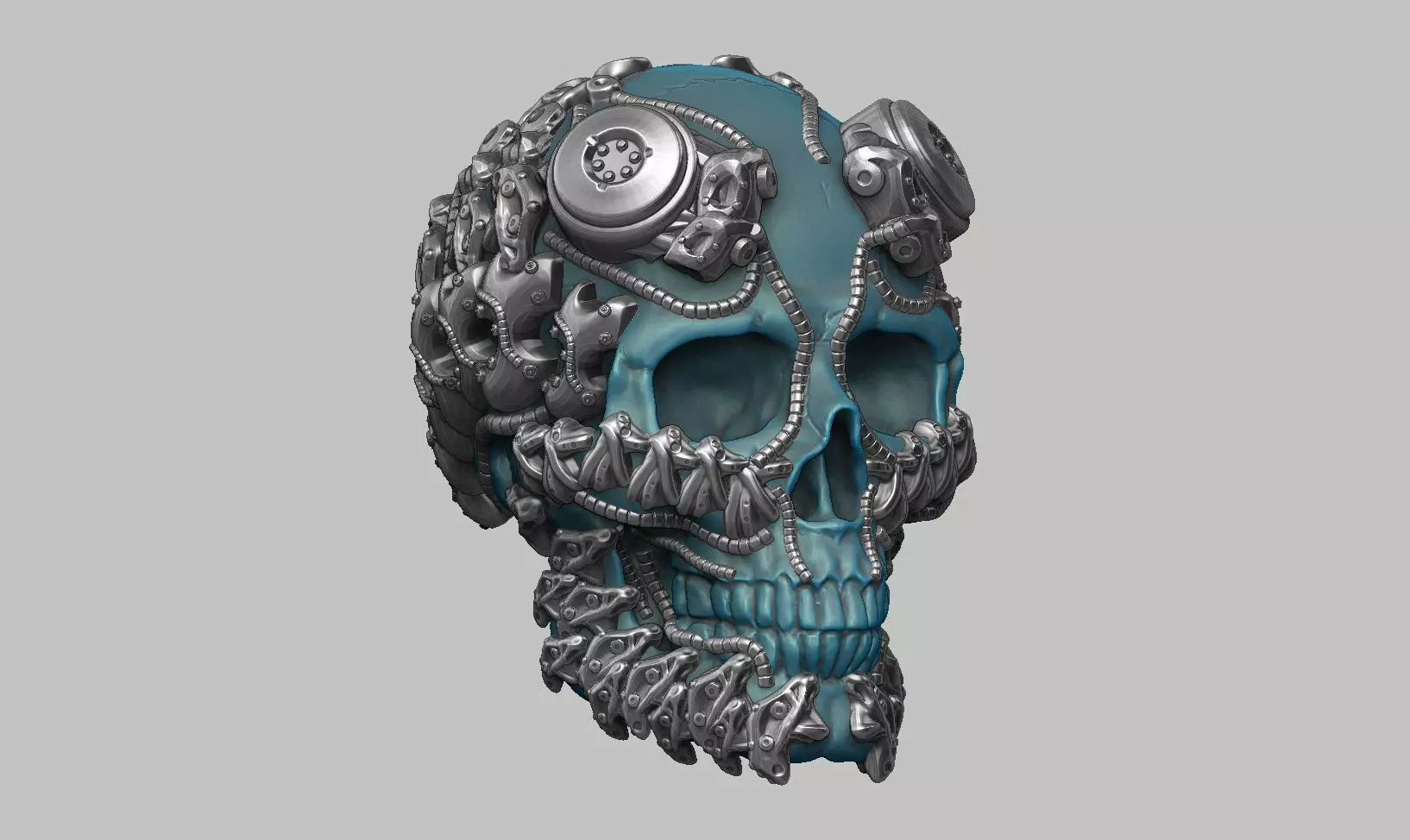 skull robot head a43 3D print model_0