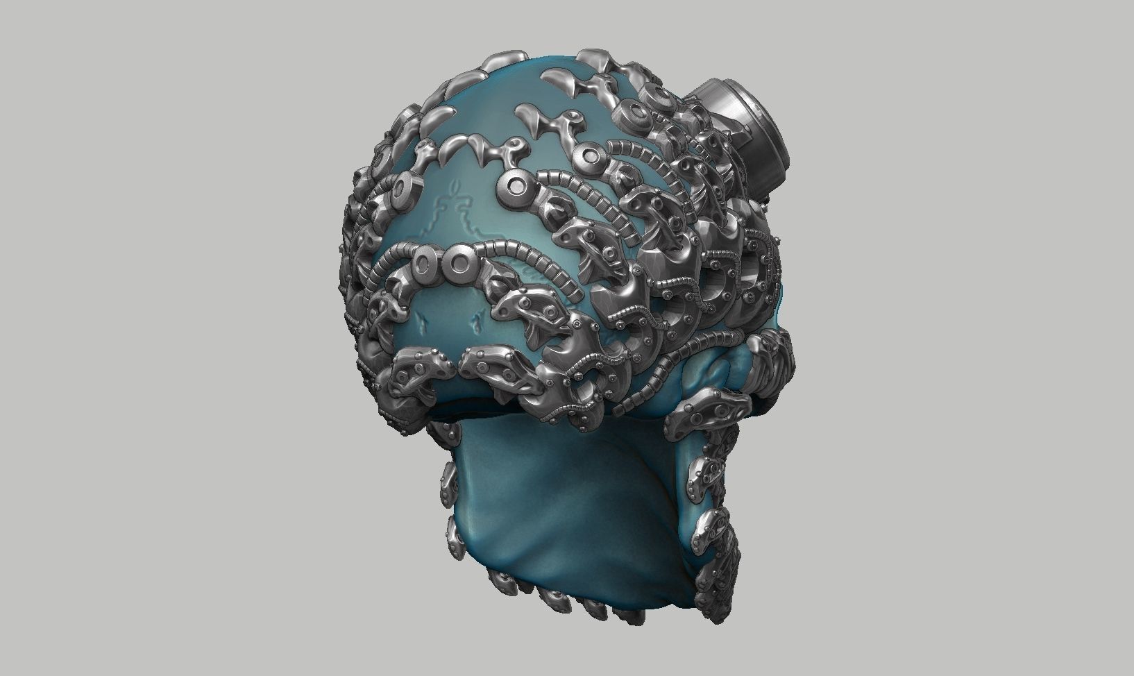 skull robot head a43 3D print model_4