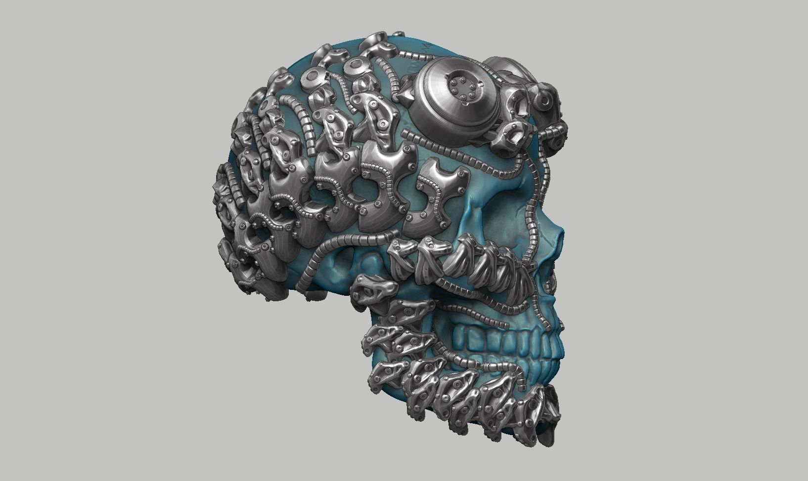 skull robot head a43 3D print model_2