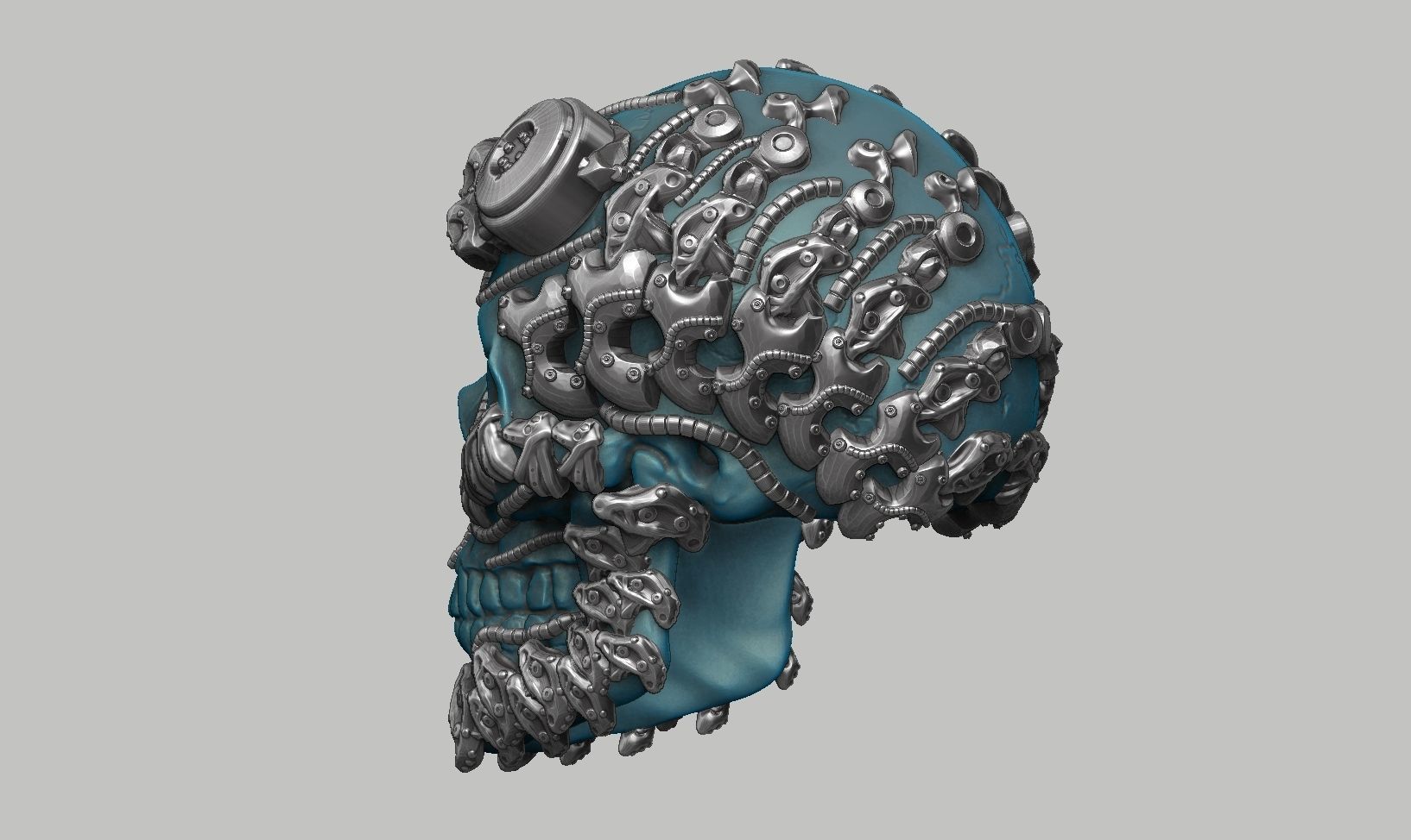 skull robot head a43 3D print model_6