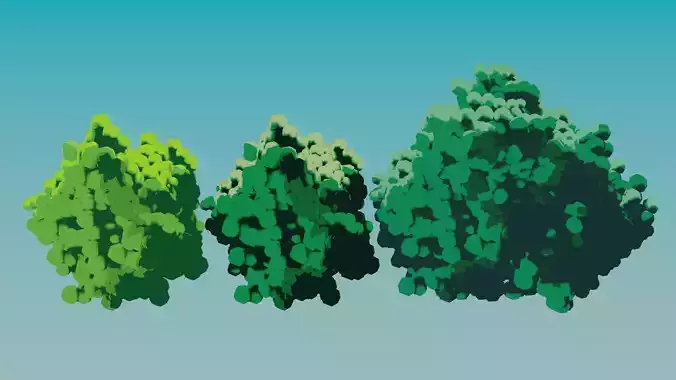 Bushes greenery trees landscaping in the style of Anime Ghibli  3D model