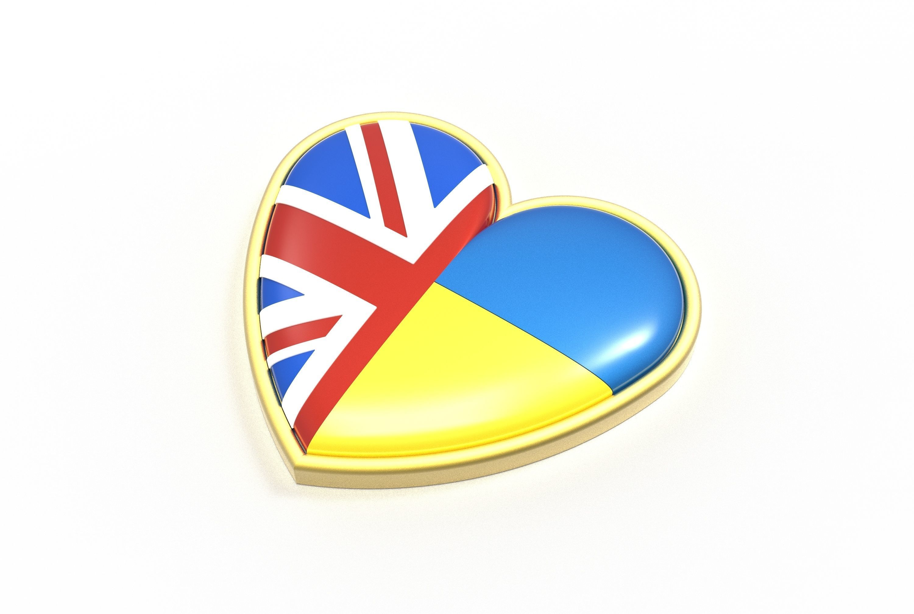 Ukraine UK heart badge 3D print model_1